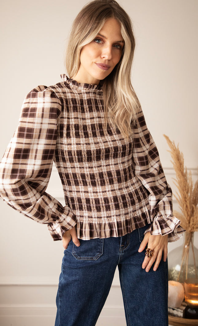 Meet Me In Plaid Brown/Beige - Blouse