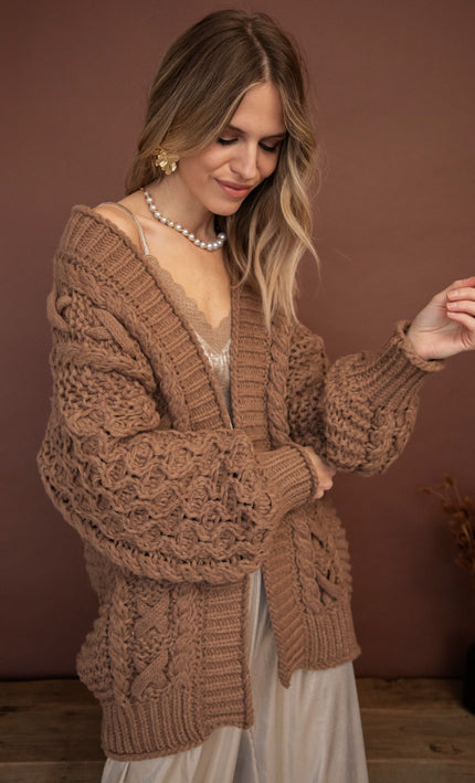 Cozy Season Knit Camel - Cardigan