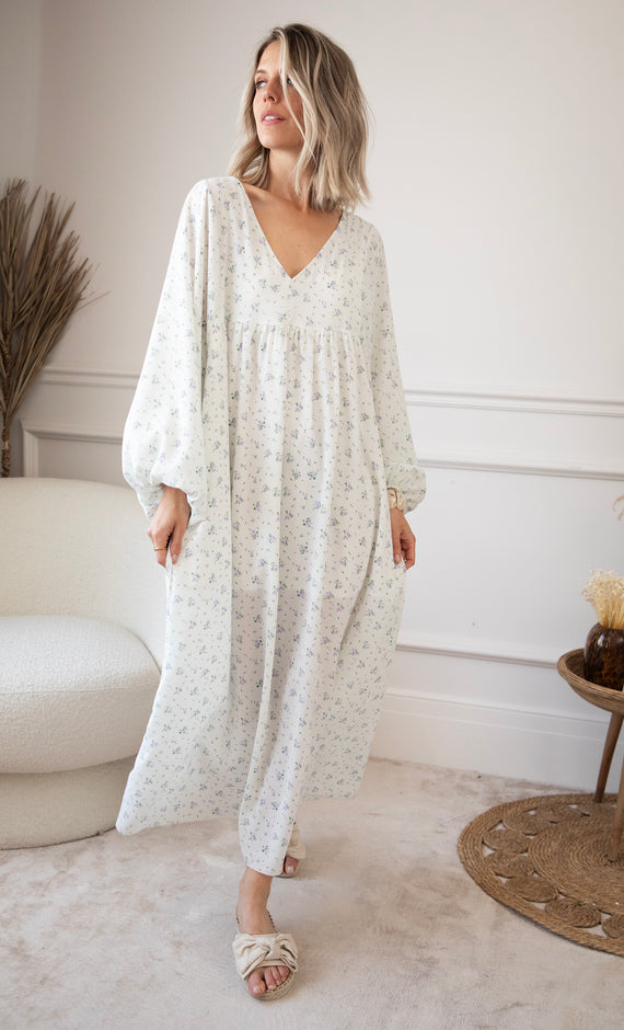 Maud Fleur Soft Mint - Maxi Jurk