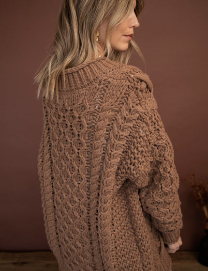 Cozy Season Knit Camel - Cardigan