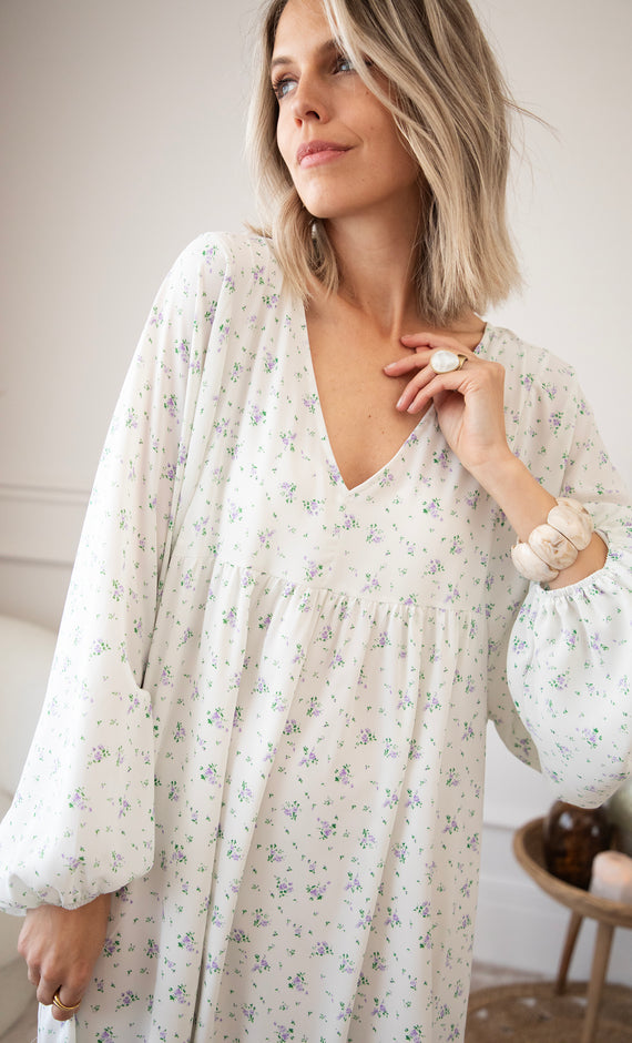 Maud Fleur Soft Mint - Maxi Jurk