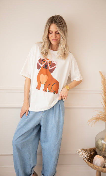 Cute Puppy Eyes White - T-Shirt