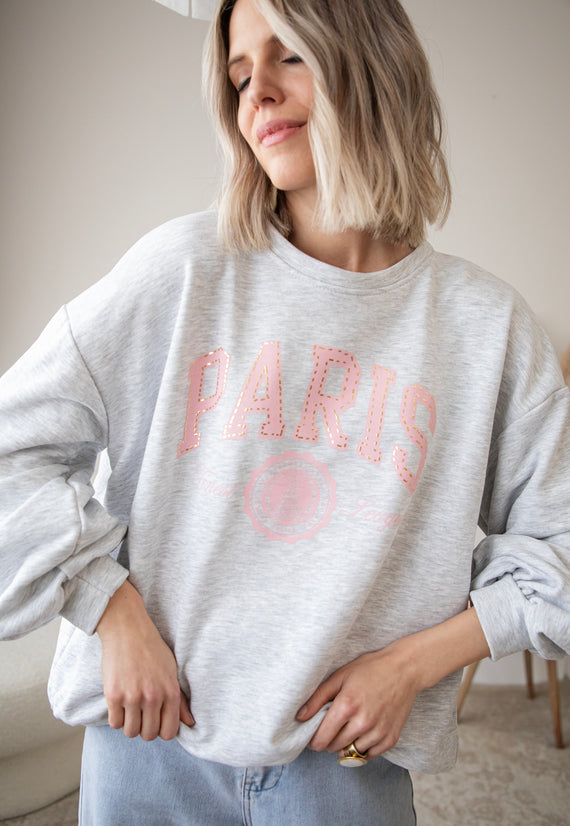 Comfy In Paris Grey - Sweater