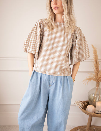 Candice Check Taupe - Blouse