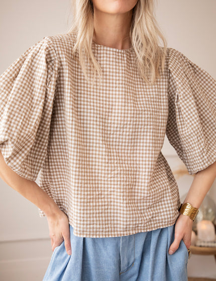 Candice Check Taupe - Blouse