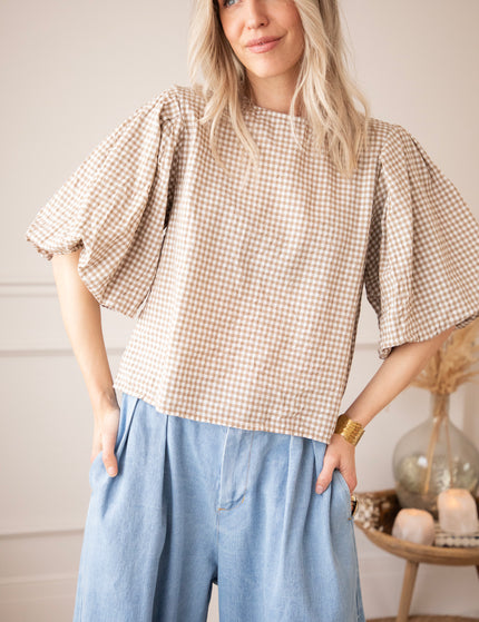 Candice Check Taupe - Blouse