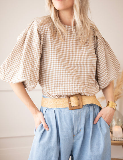 Candice Check Taupe - Blouse
