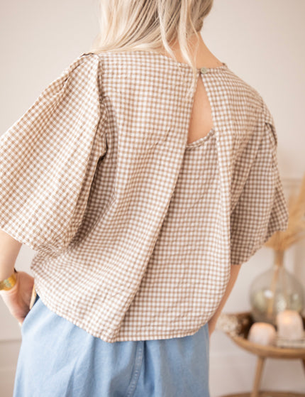 Candice Check Taupe - Blouse