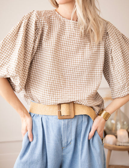 Candice Check Taupe - Blouse