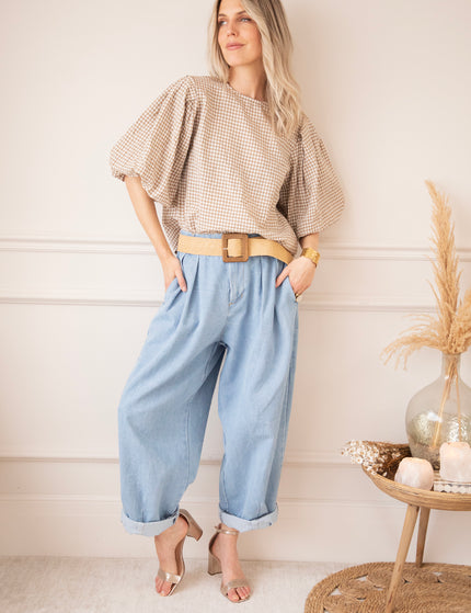 Candice Check Taupe - Blouse