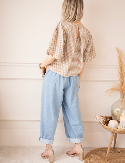 Candice Check Taupe - Blouse