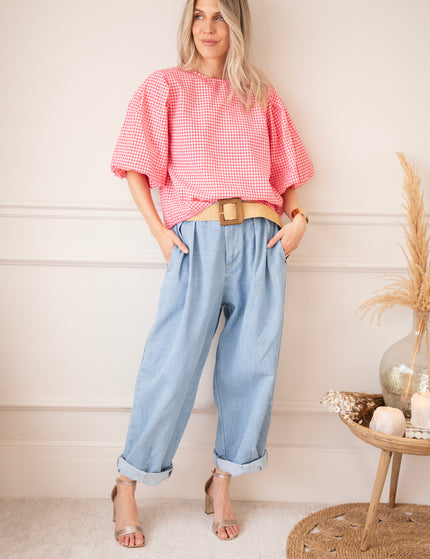 Candice Check Fuchsia - Blouse