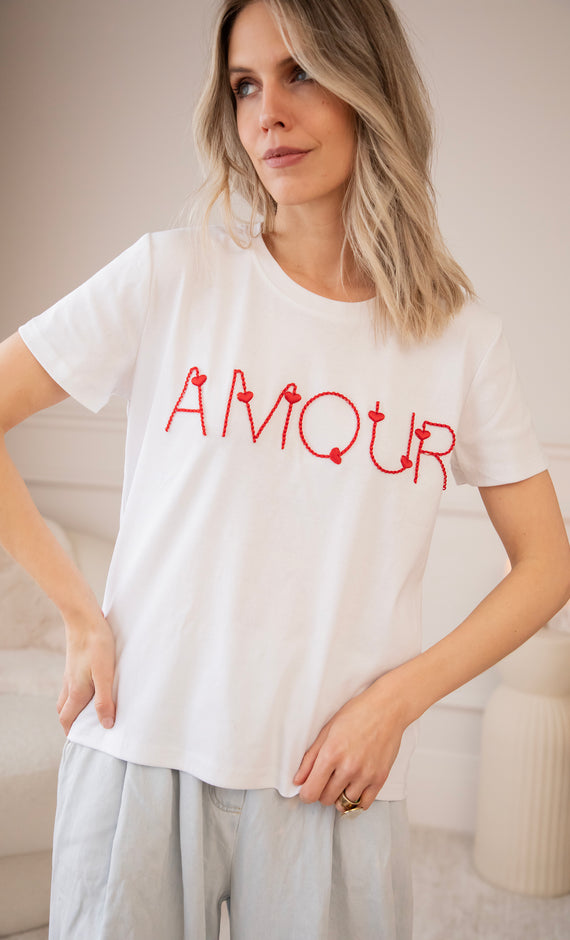 T-Shirt - Route D'Amour - Weiß/Rot