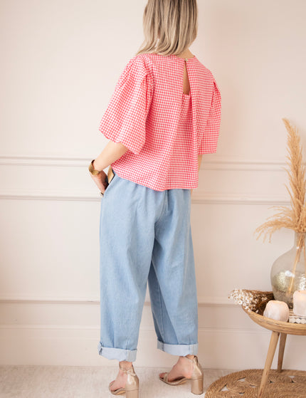 Candice Check Fuchsia - Blouse