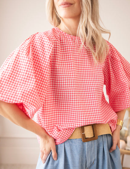 Candice Check Fuchsia - Blouse