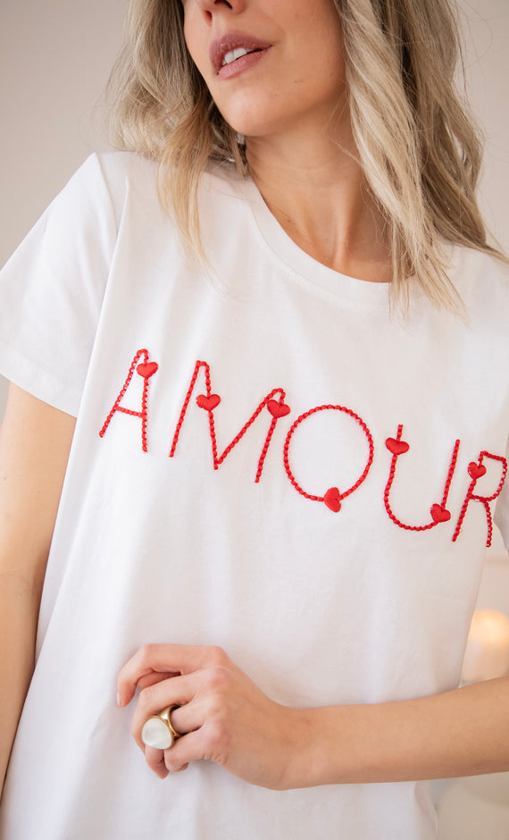 T-Shirt - Route D'Amour - Weiß/Rot