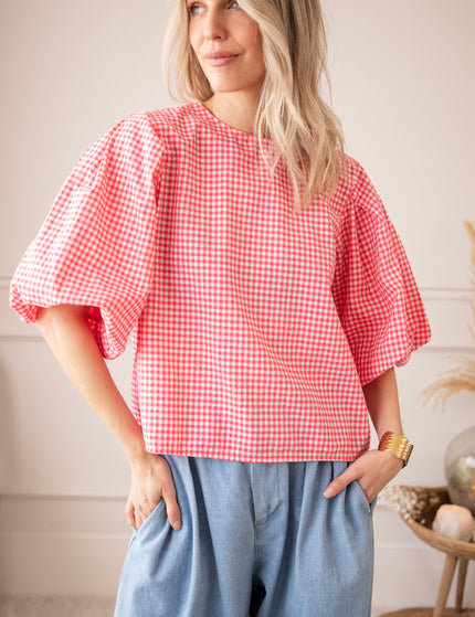 Candice Check Fuchsia - Blouse