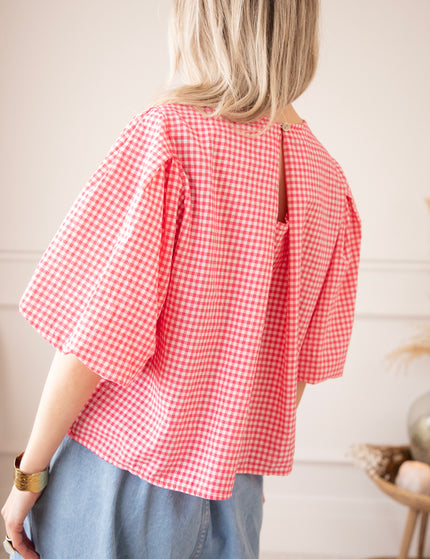 Candice Check Fuchsia - Blouse