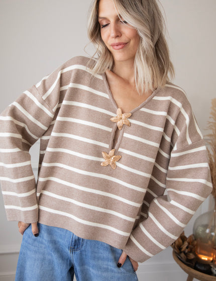 Pullover - Flory Stripe - Taupe