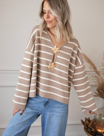 Pullover - Flory Stripe - Taupe