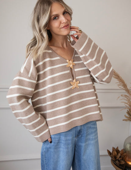 Pullover - Flory Stripe - Taupe