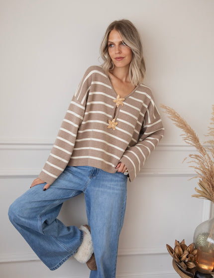 Pullover - Flory Stripe - Taupe