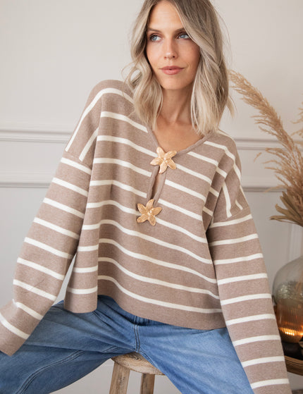 Pullover - Flory Stripe - Taupe