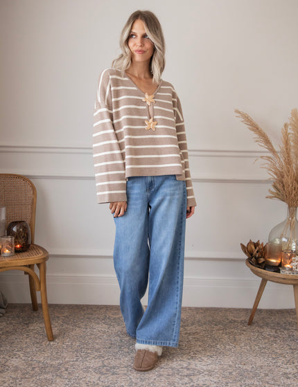 Pullover - Flory Stripe - Taupe