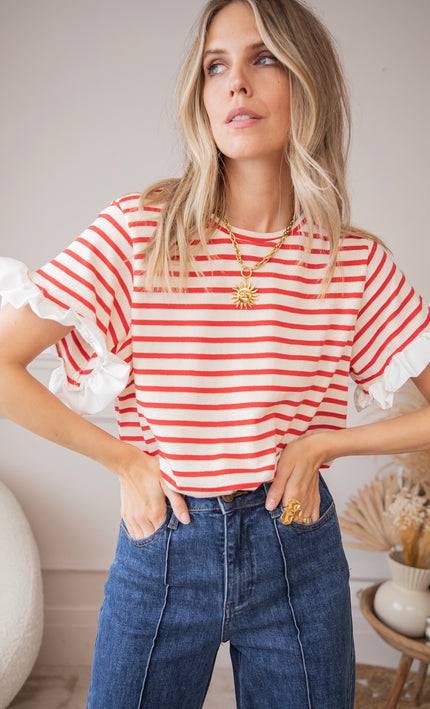 T-Shirt - Saline Stripe - Rot