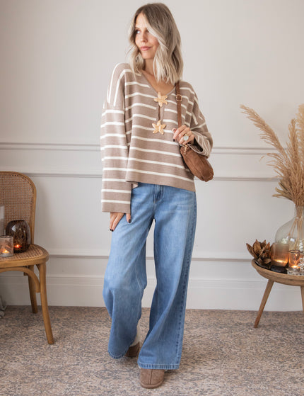 Pullover - Flory Stripe - Taupe