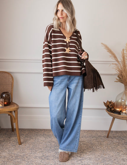 Pullover - Flory Stripe - Braun