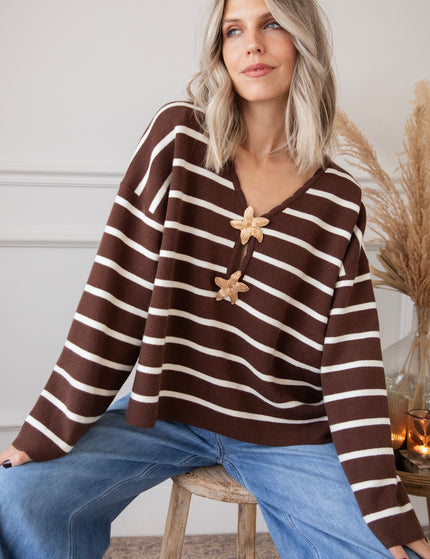 Pullover - Flory Stripe - Braun