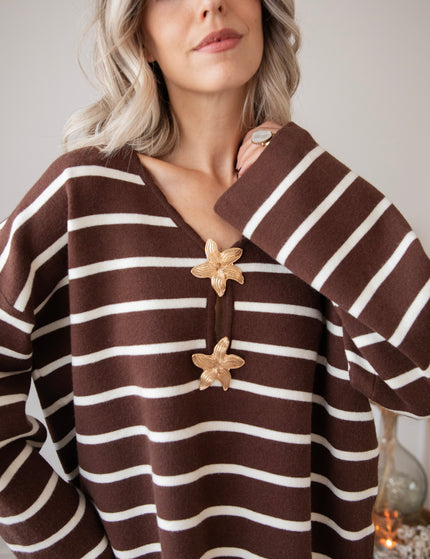 Pullover - Flory Stripe - Braun