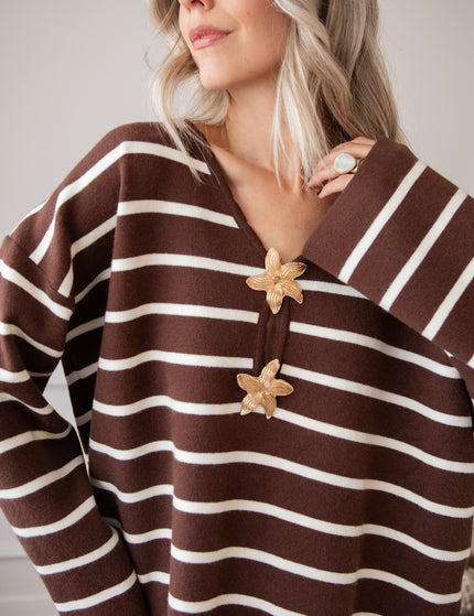 Pullover - Flory Stripe - Braun