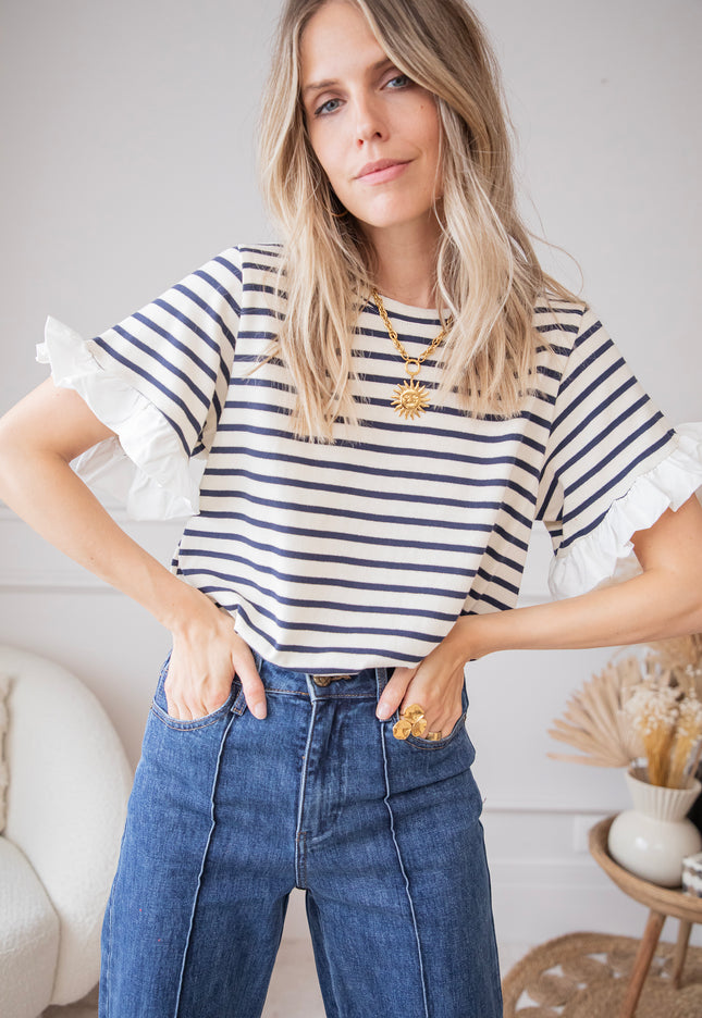 T-Shirt - Saline Stripe - Blau