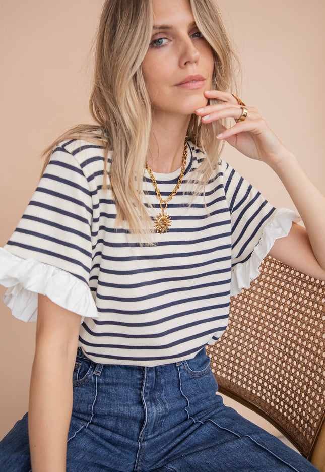 T-Shirt - Saline Stripe - Blau