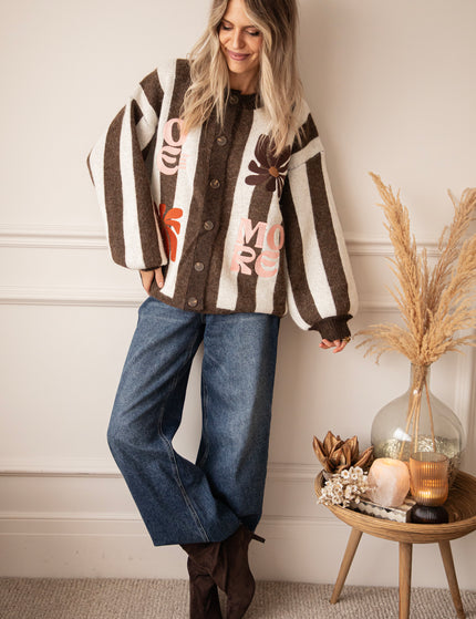 Love, Flowers & Stripes Brown/Off White - Vest
