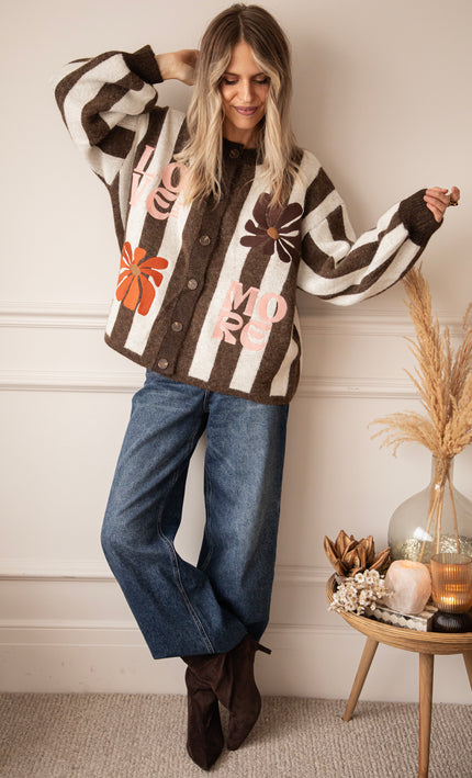 Love, Flowers & Stripes Brown/Off White - Vest
