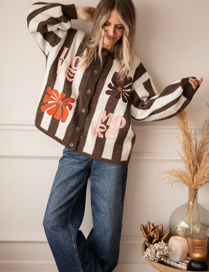 Love, Flowers & Stripes Brown/Off White - Vest