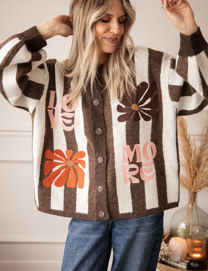 Love, Flowers & Stripes Brown/Off White - Vest