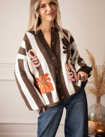 Love, Flowers & Stripes Brown/Off White - Vest