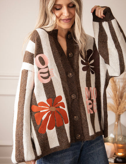 Love, Flowers & Stripes Brown/Off White - Vest