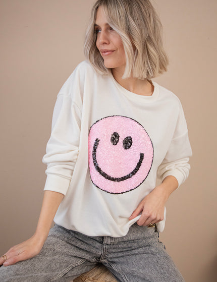 Pullover - The One With The Smile - Weiß/Rosa