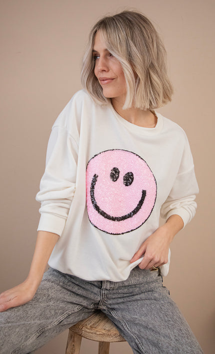 Pullover - The One With The Smile - Weiß/Rosa