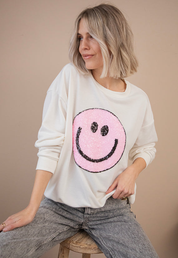 Pullover - The One With The Smile - Weiß/Rosa