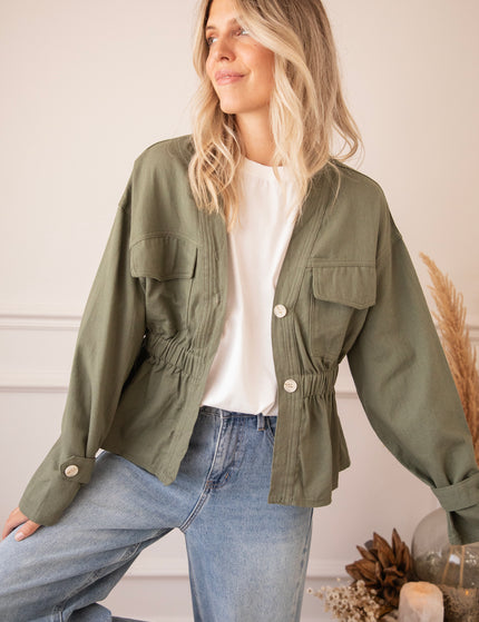 Gathered Grace Kaki - Jacket