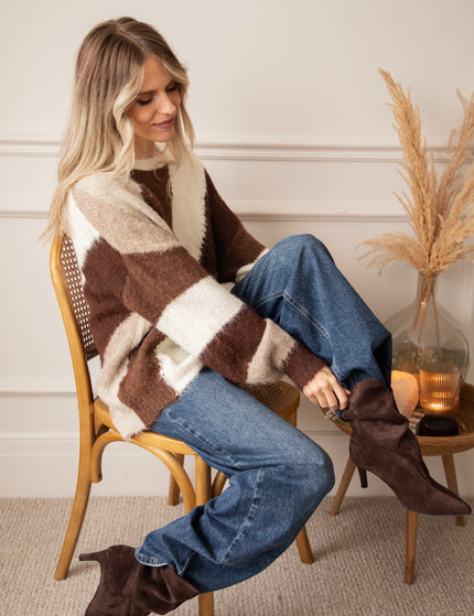 Mia Mosaic Taupe/Brown - Sweater