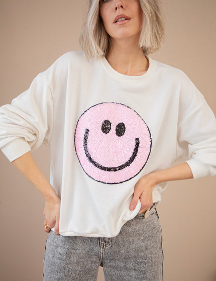 Pullover - The One With The Smile - Weiß/Rosa