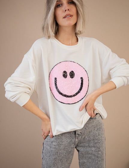 Pullover - The One With The Smile - Weiß/Rosa