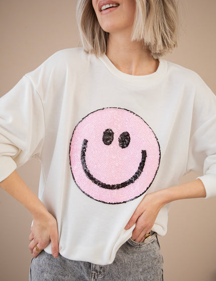 Pullover - The One With The Smile - Weiß/Rosa